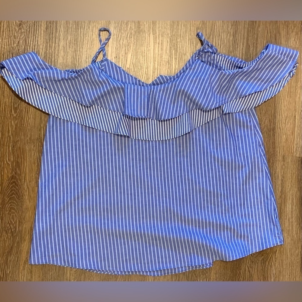 Excellent Condition, A New Day, Striped Ruffle Off Shoulder Blouse, Size M/L - Picture 2 of 6